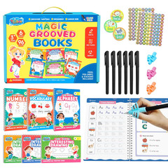 Magic Grooved Writing Practice for Kids Ages 3–8, Reusable Handwriting Workbooks